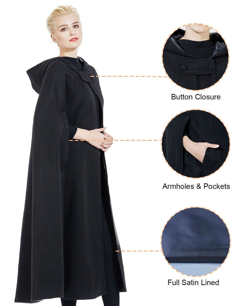 BEAUTELICATE Hooded Cloak Wedding Cape for Women Bridal Winter Robe Wool Blend Halloween Costume Christmas - Image 2